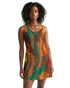 Orange and brown geometric style racerback women&