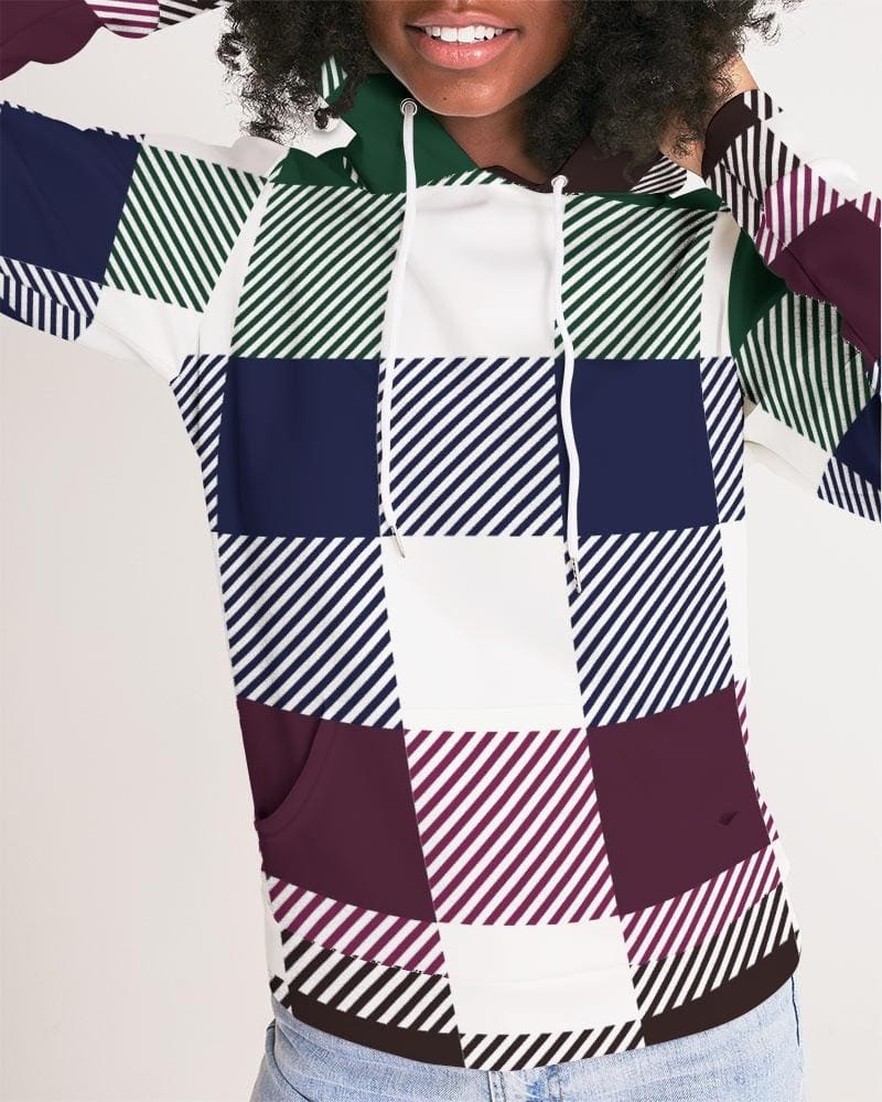 Multicolor plaid pattern hoodie for women by Start2Finish featuring a stylish colorblock design and casual fit.