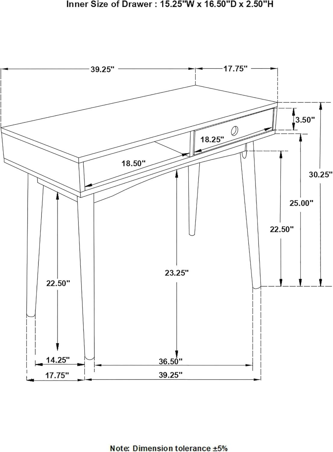 Wood Writing Desk with Drawer – Home Office &amp; Small Business Workspace