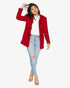 Rose Eleusis wool blend contrast trim coat in red, stylish jacket with color-block design and tailored fit.