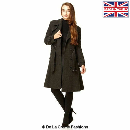 Grey Rose Eleusis faux wool blend double-breasted coat, stylish jackets and coats with classic design and button details.
