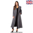 Mid-grey Rose Eleusis wool blend double-breasted maxi coat with tailored lapels and long sleeves, stylish and warm outerwear.