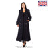 Navy wool blend double-breasted maxi coat by Rose Eleusis, stylish jacket with classic lapels and long length, displayed on a hanger.