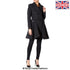 Grey Wool Blend Fit and Flare Double Breasted Skater Coat by Rose Eleusis, stylish and warm jacket for women.