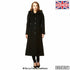 Black Wool Feel Faux Fur Trim Hooded Long Coat by Rose Eleusis, stylish jacket with cozy faux fur accents and hood.