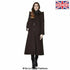 Brown Rose Eleusis wool feel faux fur trim hooded long coat, stylish jackets and coats with cozy faux fur accents.