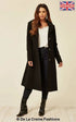 Black Wool Blend Hooded Mid Length Coat by Rose Eleusis, shown on a model in a casual outdoor setting.