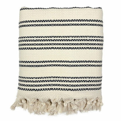 A woven stripe Turkish throw blanket by Ariel featuring colorful striped patterns, perfect for home decor and cozy accents.