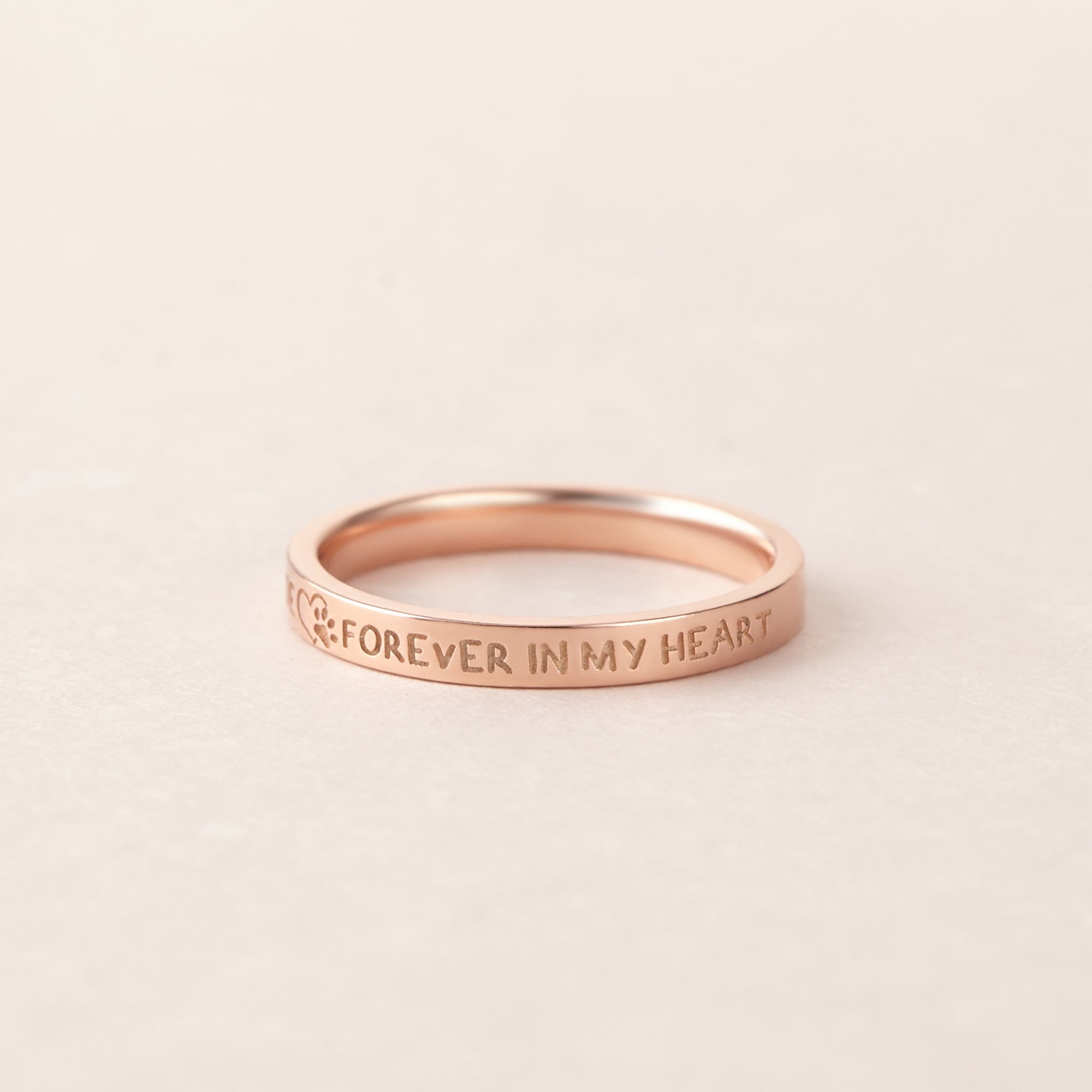 Green Millie pet memorial ring with engraved pet name, dog and cat mom gift, sentimental jewelry for pet loss remembrance.