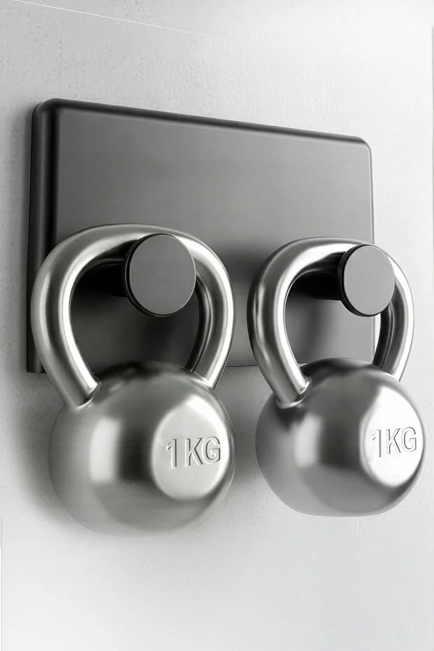 Set of four Gold Penelope self-adhesive wall hooks for bathroom or kitchen, easy to install, ideal for hanging accessories.