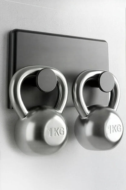 Set of four Gold Penelope self-adhesive wall hooks for bathroom or kitchen, easy to install, ideal for hanging accessories.