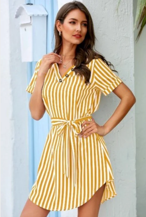 Yellow striped women&