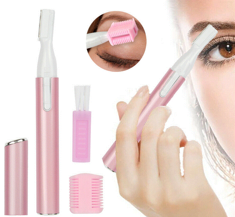Fuchsia Electra portable electric eyebrow remover and facial hair trimmer, compact design for easy home grooming.