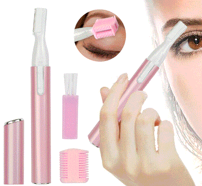 Fuchsia Electra portable electric eyebrow remover and facial hair trimmer, compact design for easy home grooming.