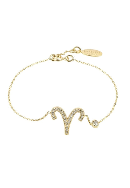 Gold Misty Aries zodiac horoscope star sign bracelet featuring a sleek design and celestial accents, perfect for astrology enthusiasts.
