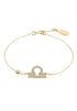Gold Misty Zodiac Horoscope Libra bracelet, star sign jewelry with celestial design, accessories for astrology enthusiasts.