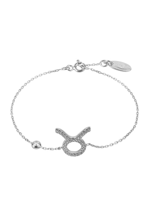 Gold Misty Taurus Zodiac Horoscope Star Sign Bracelet, silver-tone accessories with Taurus constellation charm.