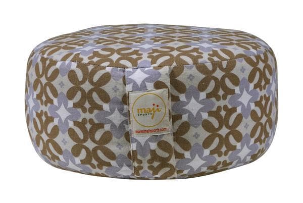 Azure Jason Mod Zafu yoga cushion in vibrant fabric, designed for comfortable sitting and meditation in outdoors or indoor settings.