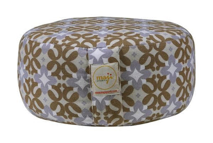 Azure Jason Mod Zafu yoga cushion in vibrant fabric, designed for comfortable sitting and meditation in outdoors or indoor settings.